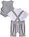 ZOEREA Baby Boy Gentleman Rompers Striped Toddler Suit 2pcs Outfit Grey, 80CM/6-9 Months, Grey