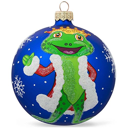 BestPysanky Frog King Glass Ball Christmas Ornament 4 Inches