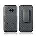 MICROSEVEN Compatible with HTC 10 Case - Dual Layer Armor Protector Slim Hybrid Case (Wave Holster Black)