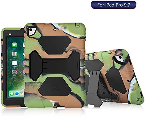 KIDSPR iPad Pro 9.7 Case,The Full-Body Rugged Protective + Shockproof Silicone Case with Adjustable Kickstand for iPad Pro 9.7inch -Not Compatible with iPad 9.7 2017 (Army/Black)