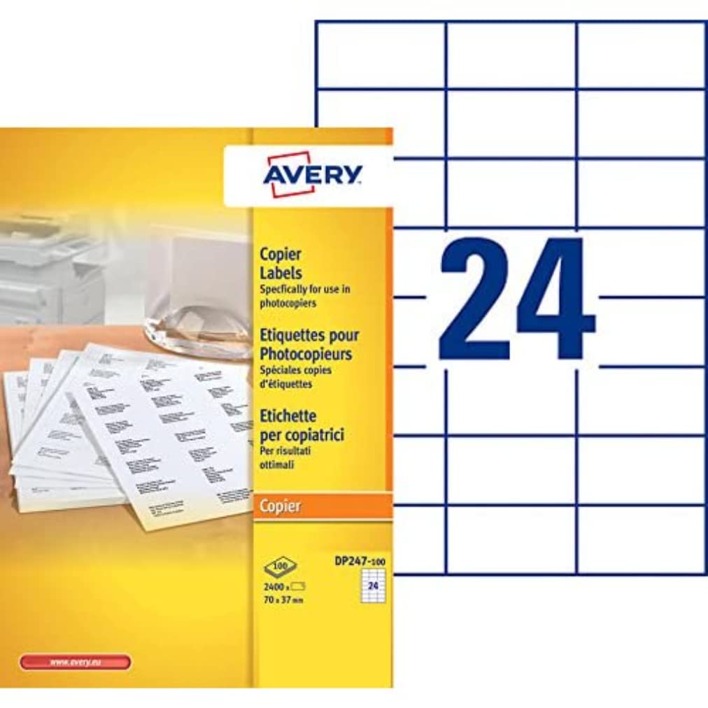 Avery 2,400 Labels Labels for Copiers Monochrome- Printing Copier (DP247) 70 x 37 White