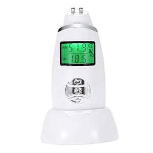 Skin Moisture Monitor Digital Oil Analyzer Tester Pen with LCD Display for Home, Traveling, Beauty Salon (White)