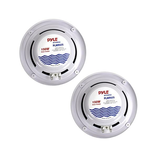 Pyle-150-Watts-65-Inch-2-Way-White-Marine-Speakers-Silver-Color-Set-of-2