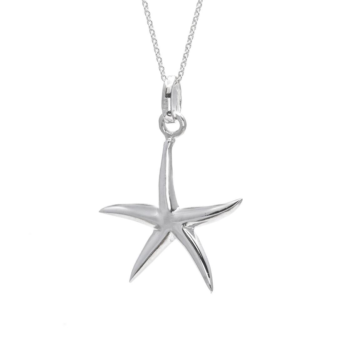 Silverly 18" 925 Sterling Silver Necklace With Starfish Pendant - Solid Silver Chain - Granddaughter Gifts - Cute Star Best Friend Necklace - Birthday Gifts