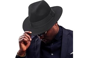 Ruphedy Wool Fedora Hats for Men Women Wide Brim Felt Panama Hat
