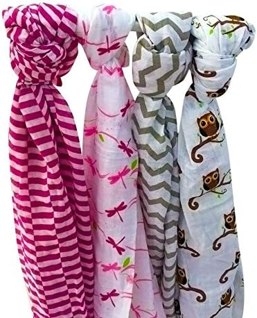 Organic Cotton 4pack Muslin Blankets for Baby Girl