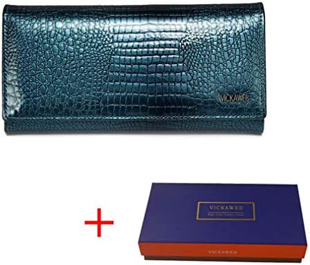 Long Wallet Women Genuine Leather Alligator Womens Wallets Purses Lady Hasp Zipper Standar Wallet Female Blue Wallet and Box