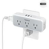 TESSAN Multi Plug Outlet Extender, USB C Wall Charger, Surge Protector,Grey | 5 Outlets and 3 USB (1 USB C), Electrical Power Expander with Surge Protector Spaced for Home Office Dorm Room, 1875W