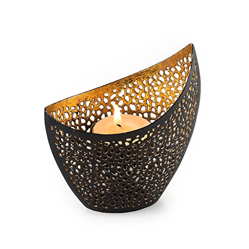 2er-Set-Teelichthalter-Metall-Gold-Schwarz-11cm-145cm-Design-Kerzenhalter