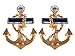 Alilang Golden Tone Blue Clear Crystal Rhinestones Nautical Anchor Stud Earrings