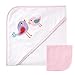 Luvable Friends Unisex Baby Hooded Towel and Washcloth, Pink Bird, One Size