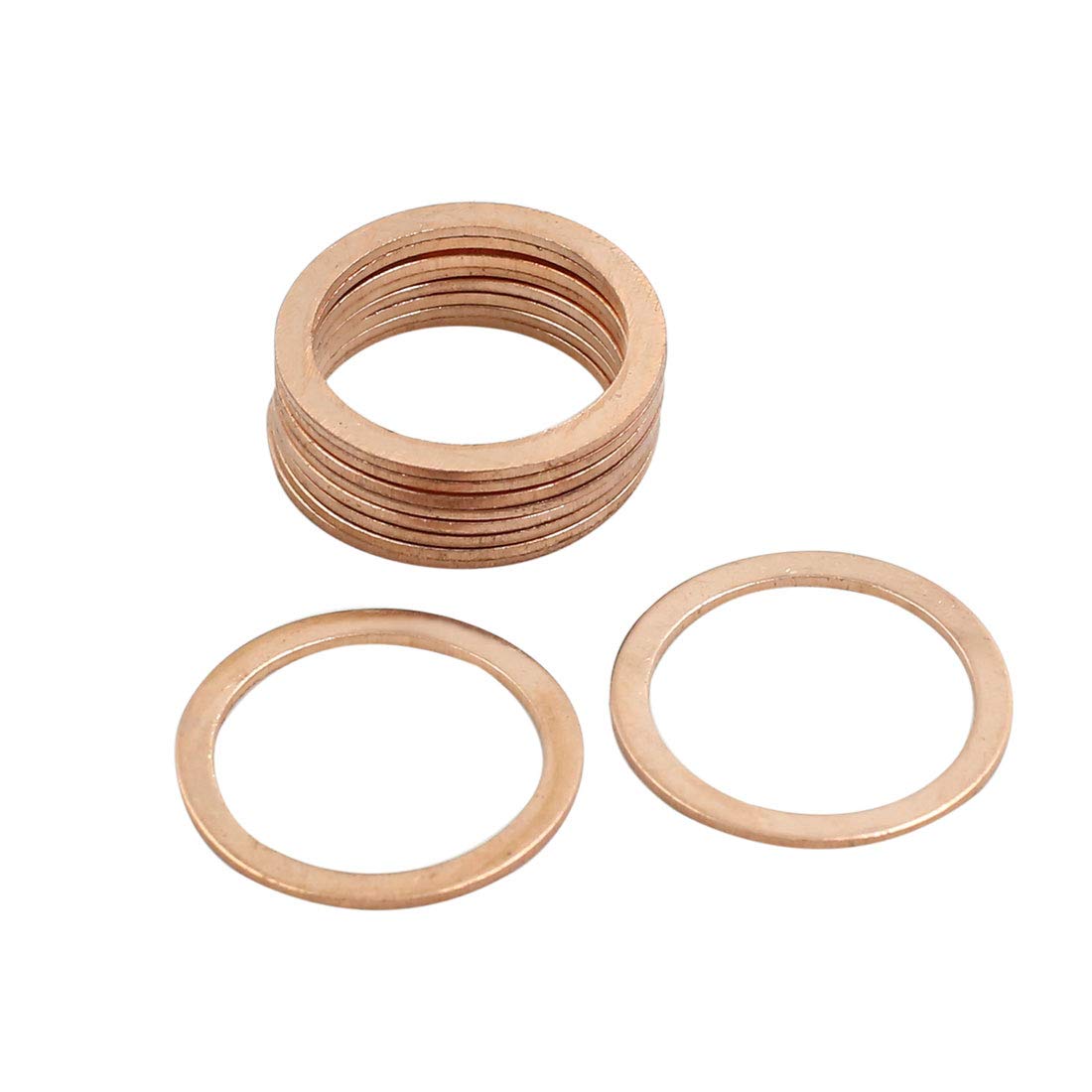 X AUTOHAUX 10 Pcs 20mm Inner Diameter Copper Gasket Flat Washers O-Shape Rings