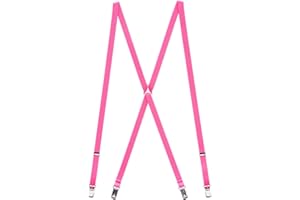 Suspender Store Neon Skinny Suspenders - 1/2-Inch Wide Elastic - X-Back - Clip - 7 Colors & 3 Sizes