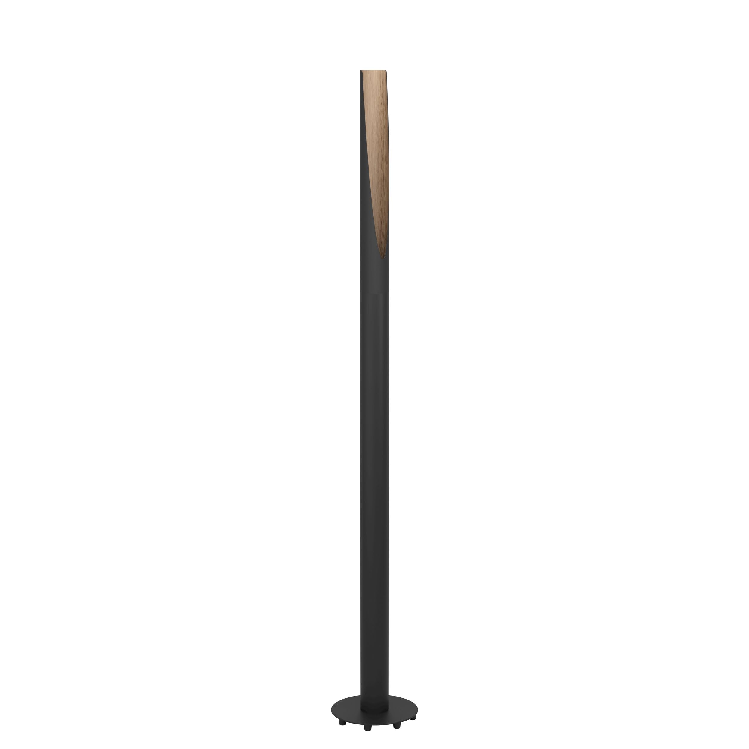 Eglo LED Floor lamp Barbotto, Elegant Corner floorlamp, Standing lamp Made of Steel in Black and Wood in Natural Colour, FSC Certified, Living Room Lighting, Warm White, 137 cm