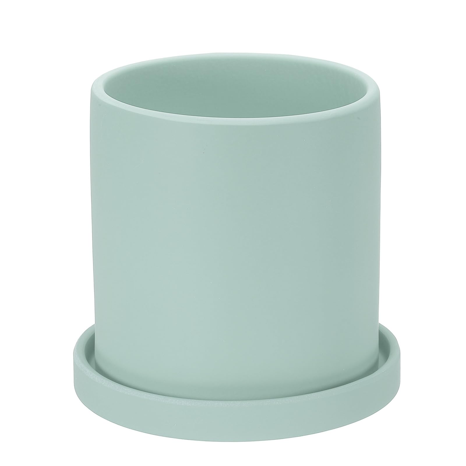 PATIKIL 5 Inch Ceramic Plant Pots, Modern Flower Planters with Drainage Holes and Tray for Decorate Home Indoor Plants Succulent Herb, Blue