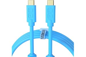 DJ TechTools Chroma Cable – USB-C to USB-C Cable | 100W Power Delivery, 10Gbps, 4K60, Ferrites & 56k? Resistor | Audio-Optimized, Color-Coded with Cable Tie | Blue 3.2ft (1M) Straight