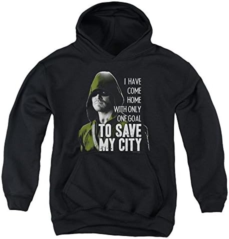 Green Arrow - Youth Save My City Pullover Hoodie, Small, Black