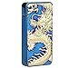 Padgene Electronic Pulse Double Arc Cigarette Lighter, Chinese Dragon Windproof Flameless USB Rechargeable Arc Lighter, Dark Blue