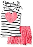 Limited Too Girls' 2 Piece Printed Stripe Jersey Top and Lace Ruffle Skort