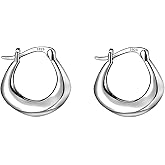 Reffeer 925 Sterling Silver Chunky Hoop Earrings for Women Teens Thick Hoop Earrings Minimalist Huggie Earrings Hypoallergenic