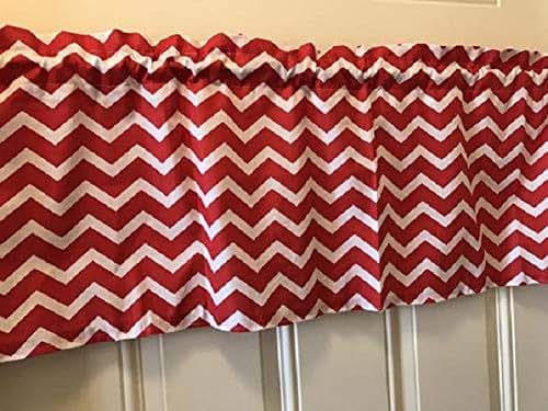 Amazon Com Red And White Chevron Curtain Valance Handmade