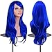 EmaxDesign Wigs 28 inch Wavy Curly Cosplay Wig With Wig Cap and Comb (Dark Blue)