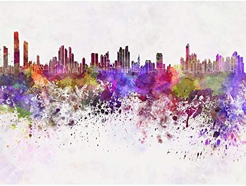 Doppelganger33 LTD Painting Cityscape Panama City Skyline Paint Splash Art Large Art Print Poster Wall Decor 18x24 inch
