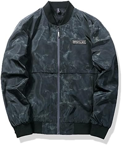 LIESA Fashion Camouflage Autumn Thin Windbreaker Casual Men Bomer Jacket (XXL, Green)