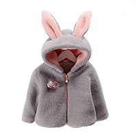 ZIYOYOR Baby Girls Winter Fleece Coat Cute Bunny Ear Hooded Coat Outerwear (4-5T, Grey)