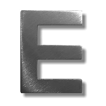 Individueller Metall-Buchstabe “E” aus gebürstetem Edelstahl – Höhe 4cm – Hausnummer, Zimmerbeschriftung, Bürobeschriftung, T