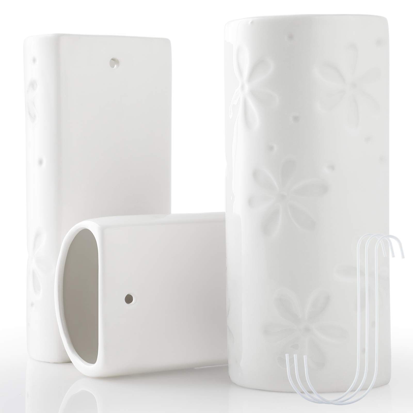 GeeRic Ceramic Radiator Hanging Humidifiers 3x Ceramic Humidifier for Humidifying the Room Air Radiator Evaporator Set with S-shaped Hooks 400ml Flowers