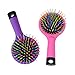 Pack of 2 Rainbow Volumizing Hair Straightening Brushes Detangling Hair Brushes Hair Curl Straight Magic Combs with Mirror (Pink & Purple)