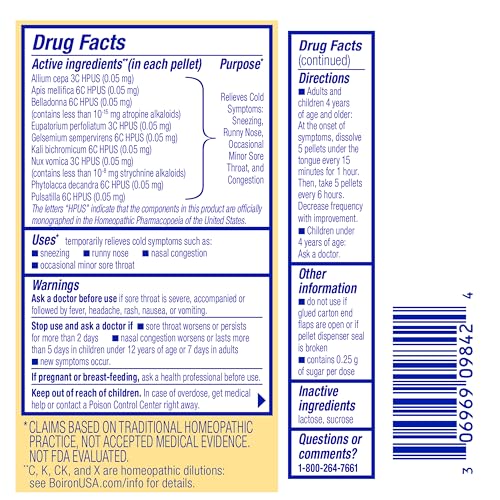 Boiron ColdCalm On The Go Cold Relief for Sneezing, Runny Nose, Nasal Congestion, and Sore Throat - 2 Count (160 Pellets)