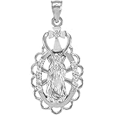 925 Sterling Silver Our Lady of Guadalupe Miraculous Medal Necklace Pendant