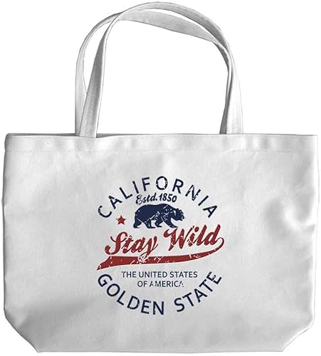 Amazon ノーブランド品 カリフォルニア クマ ロゴ トートバッグ Sサイズ ノーブランド品 トートバッグ