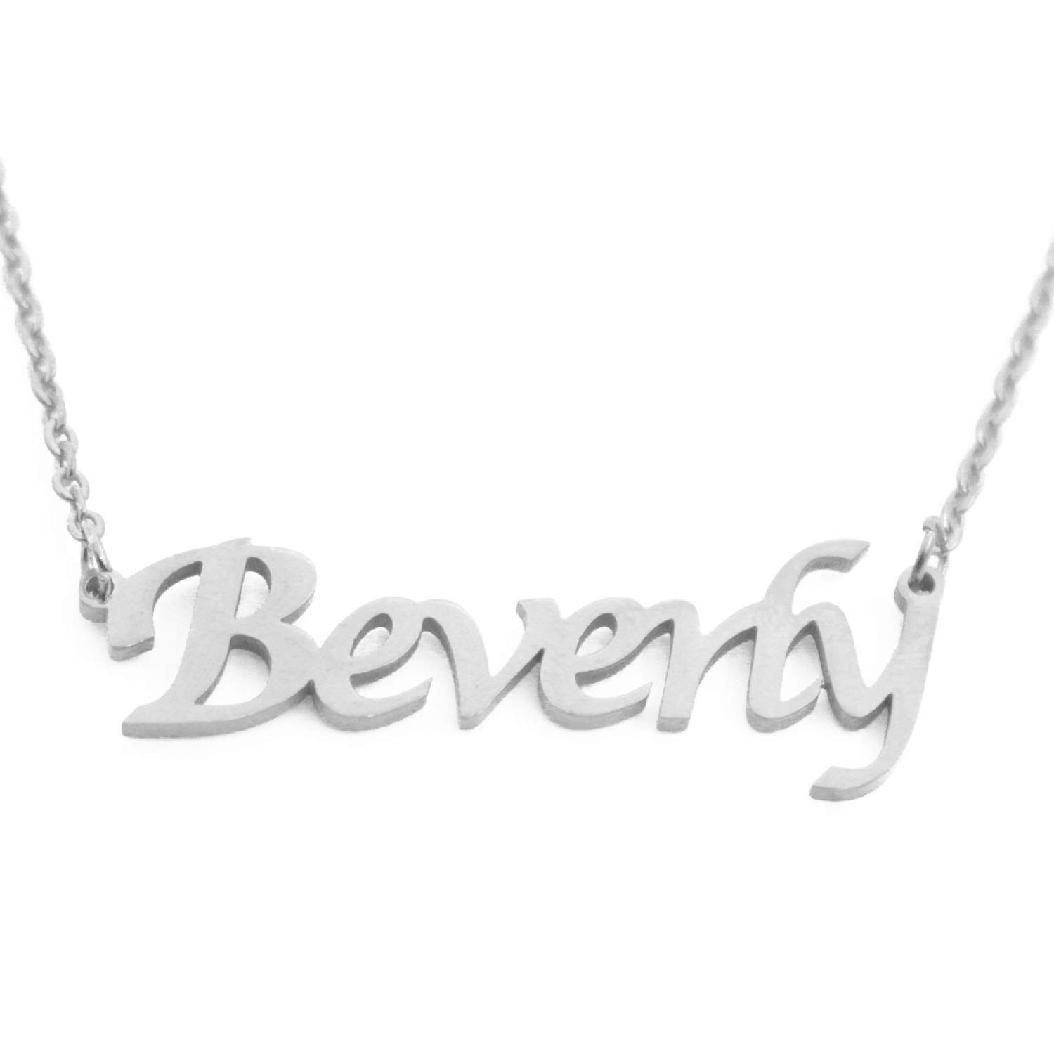 Kigu Beverly Personalised Name Necklace - Silver Tone - Custom Women Jewellery - Incl Gift Packaging