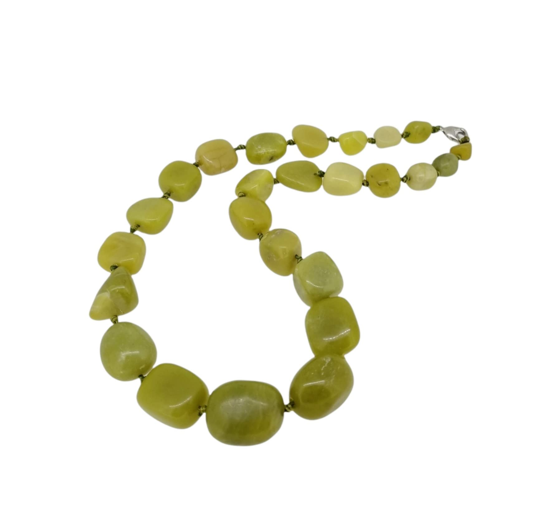 Treasure Bay Chunky Statement Natural Gemstone Beaded Necklace for Women, Women's Handmade Necklace (Green Jade)