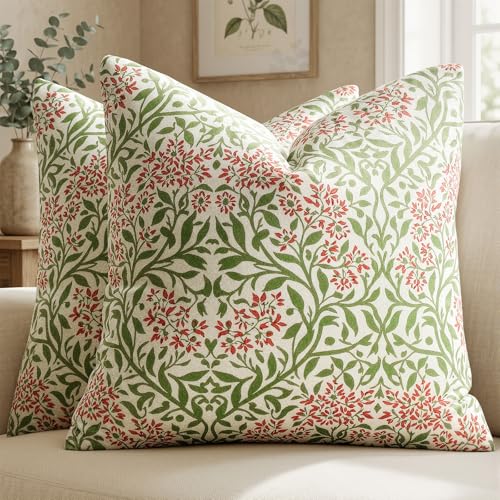 GIGIZAZA Velvet Pillow Covers Green Floral