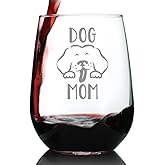 Bevvee Dog Mom - Stemless Wine Glass - Dog Lover Gifts for Women - Large 17 Ounce