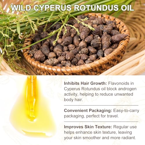 Premium Cyperus Rotundus Oil - Natural & Effective Hair Removal Solution | 100% Pure Cyperus Rotundus Essential Oil for Smooth Skin | Anti-Hair Growth, Nourishing Treatment for Sensitive Skin 60ML