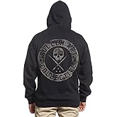 Sullen Men's Badge of Honor Classic Tattoo Lifestyle Graphic Long Sleeve Zip Up Hooded Fleece Sweatshirt Black