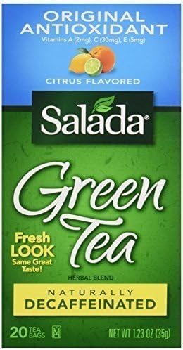 Salada Naturally Decaffeinated Original Antioxidant Green Tea Bags Citrus Medley 20 CT (Pack of 12)