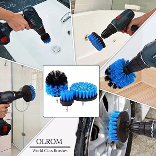 UPXIANG 3Pcs Grout Power Scrubber Cleaning Brush Tub Cleaner Combo Tool Kit For Ceramic tiles Plastic Painted walls and doors Leather (Blue)