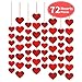 JOZON 72 Pieces Red Hearts Foil Garlands NO DIY Valentine's Day Red Heart Foil Hanging String Garland Valentines Day Decorations Wedding Anniversary Birthday Party Supplies (Red)