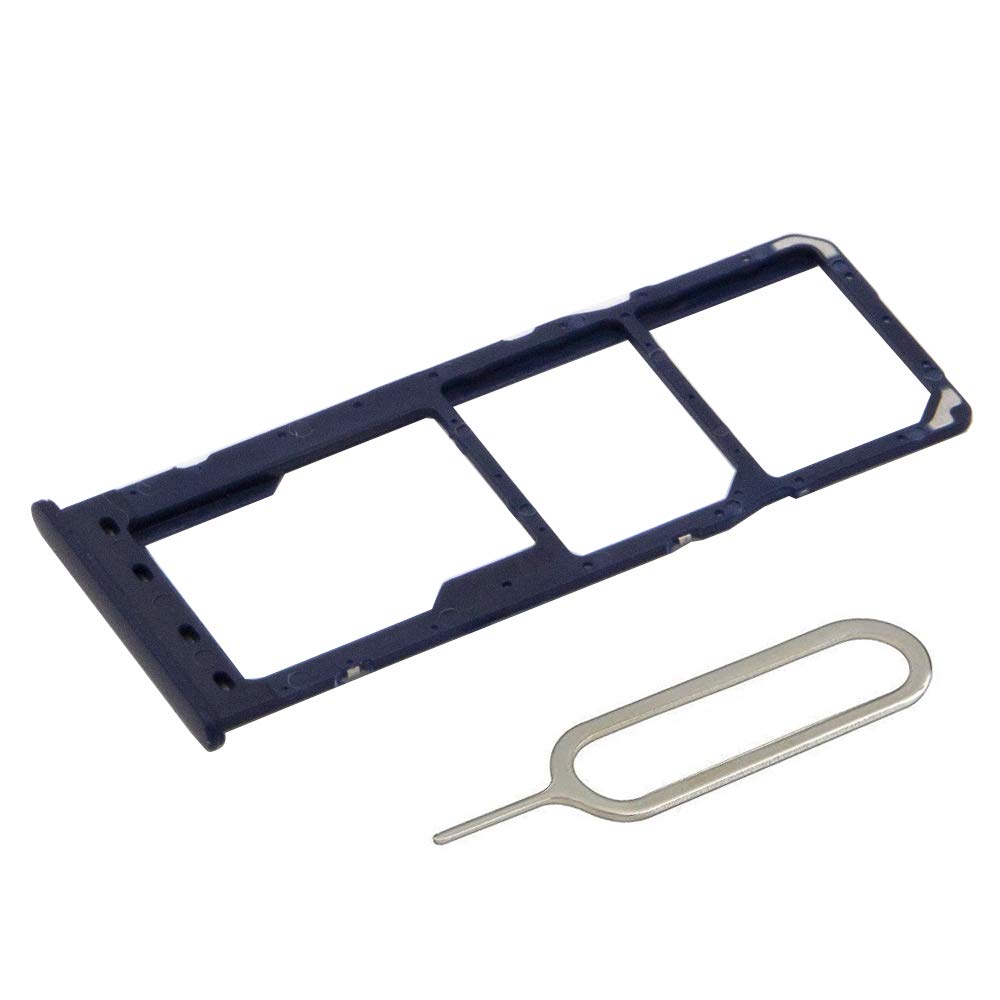 MMOBIEL DUAL SIM Card Slot Tray Holder Replacement Compatible with Samsung Galaxy A10 2019 - Incl. SIM Pin - Blue