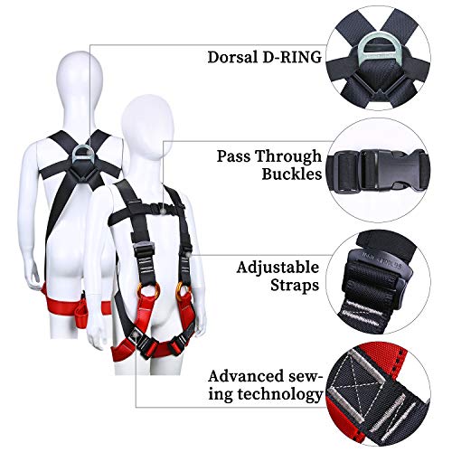 WILDKEN Kids' Climbing Harness Youth Harness Full Body Zipline Safety Harness for Mountaineering Outward Band Expanding Training Rock Climbing Rappelling Equip (Black)