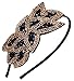 Flapper Headband 1920s Gatsby Leaf Beaded Women Hair Accessory for Costume Party (Black Gold)