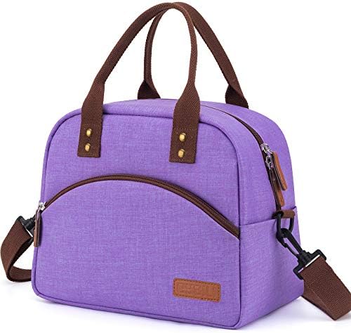 Insulated Lunch Bag with Detachable Shoulder Strap & Carry Handle,Leak Proof Reusable Lunch bag, Eco-friendly Cooler Bag Tote Bag,School Lunch Box for Kids,Men,Women(Purple)