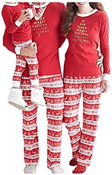 Natsuki Womens Christmas Family Matching Pajamas Sleepwear Sets Stripes Red XL