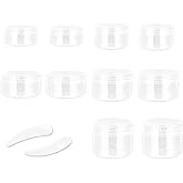 ZEJIA 10pcs Small Travel Containers, Clear Sample Containers with Screw Lids, 5 Size 3/5/10/15/20 Gram Sample Jars with 12pcs